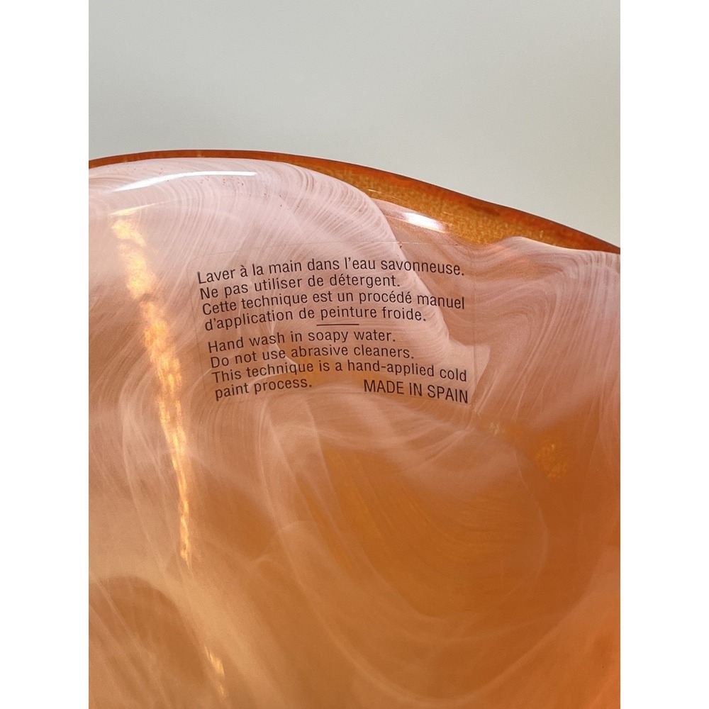 Anthropologie Art Glass Orange Swirl Votive Tea Light Candle Holder SET‎ OF 2 - Picture 12 of 13